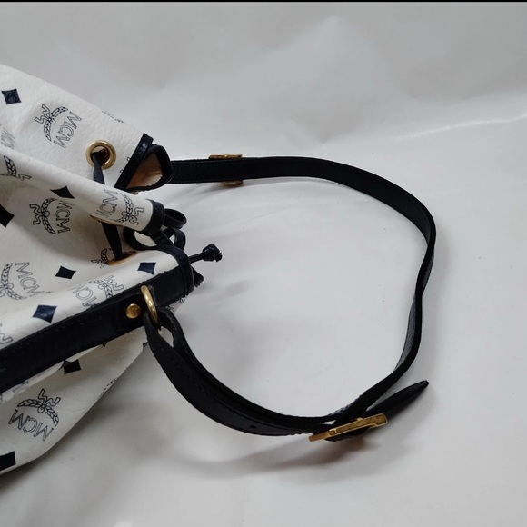 MCM Black and White Logo Shoulder Bag - Picture 5 of 9